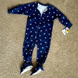 Cozy Carters Blue Snowman Footed Sleeper Onesie